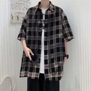 S44-P34夏季宽松印染短袖衬衫图片
