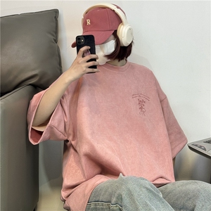 麂皮绒烧花美式复古街头潮牌t恤重磅中性XZ301B-JB4301-p28图片