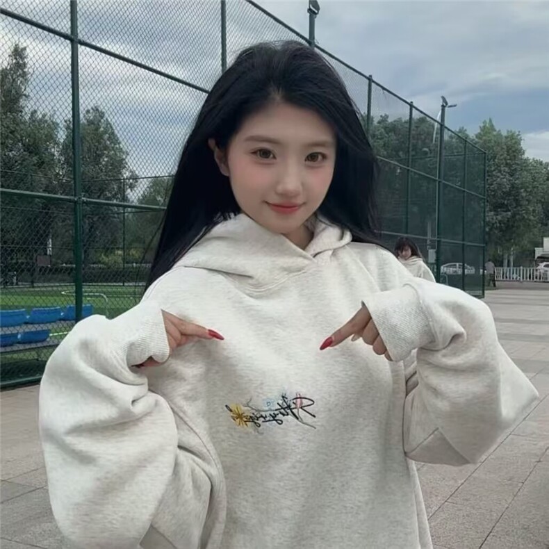 连帽卫衣男女秋冬季新款美式休闲重磅花卉刺绣情侣帽衫上衣流行,男装卫衣,星座506A