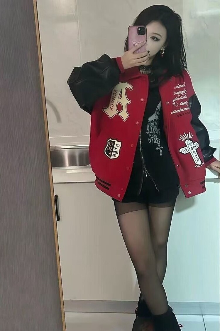 美式棒球服外套男女秋季新款洋气宽松休闲学院风设计感夹克上衣,男装夹克,星座218-8