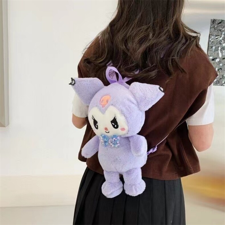 库洛洛双肩包精品卡通毛绒包包爆款公仔包女生礼物包包，雪光毛绒玩具