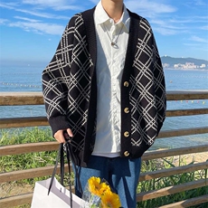 日系毛衣慵懒风春秋2021年新款外穿宽松复古风开衫毛衣M133-P47，男装针织衫/毛衣，星座512-4