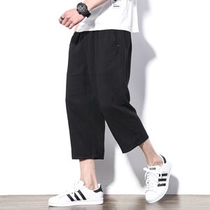 2020白墙风夏季新日系大码男宽松亚麻七分裤棉麻休闲裤K256-P35图片