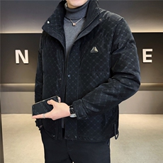 贴标花纹立领皮羽绒服男休闲保暖上衣外套A329-9961-P215，男装羽绒服，电商A329