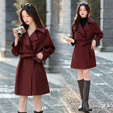 法式气质风衣女春季长袖2025新款漂亮拼接收腰显瘦送腰带，女装风衣，韩美纤衣