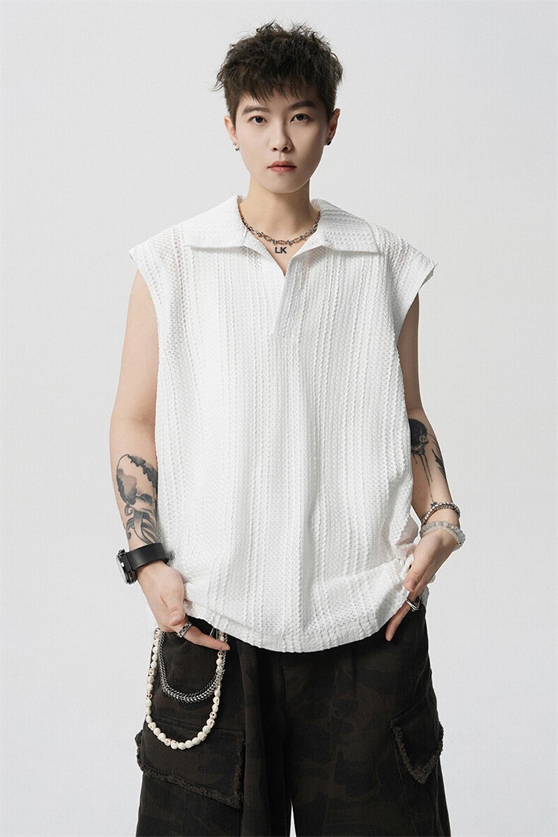 8XL-M夏竖条纹纯棉背心男韩版宽松坎肩休闲运动午休T恤肌理DX333,男装T恤,电商D206-1