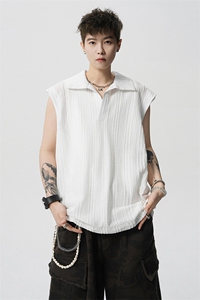 8XL-M 夏竖条纹纯棉背心男韩版宽松坎肩休闲运动午休T恤肌理DX333图片
