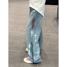 【有货】复古蓝泼墨破洞牛仔裤男款夏季美式vibe裤子KNZ01LL-P48，男装牛仔裤，星座1007（原301D）
