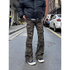 多口袋褶皱直筒迷彩男高街宽松阔腿裤子LK71P40，男装休闲裤，星座1112-1