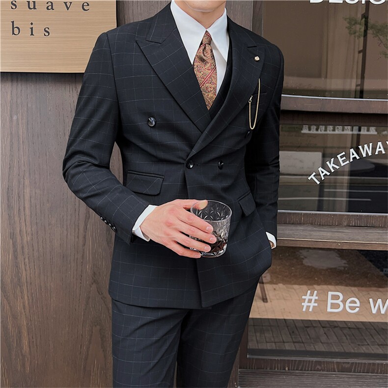 品质西服套装男三件套韩版修身商务休闲西装婚礼西装KTZ920-P355,男装西服套装,星座1105-3
