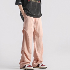 情侣款夏季冰丝裤子降落伞兵裤宽松垂感拖地显瘦工装裤GK192-P40，男装工装外套，星座302B-2