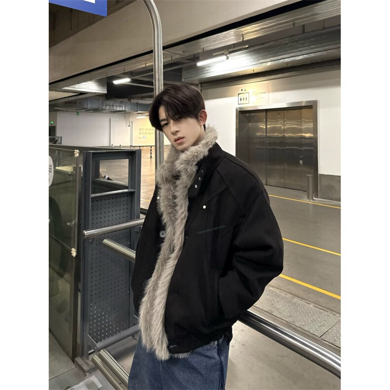 706-1-MY8912-P100特P现货冬季座山雕加厚棉服大翻领毛绒外套,男装棉衣,星座706-1