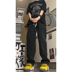 得物品质可二开宽松直筒松紧腰牛仔裤A439特P40，男装牛仔裤，电商A309