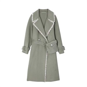 2021春秋季新款 花边配小口袋中长款毛呢 287-F883-P170-K248图片