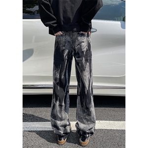 美式高街vibe小众扎染直筒牛仔裤货号K668P60图片