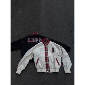 W9606-P70 网图现货 美式立领字母刺绣夹克休闲棒球服图片
