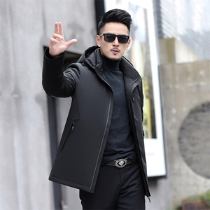 脱卸内胆帽子中年轻薄90绒羽绒服外套男冬款中老年羽绒服大衣图片
