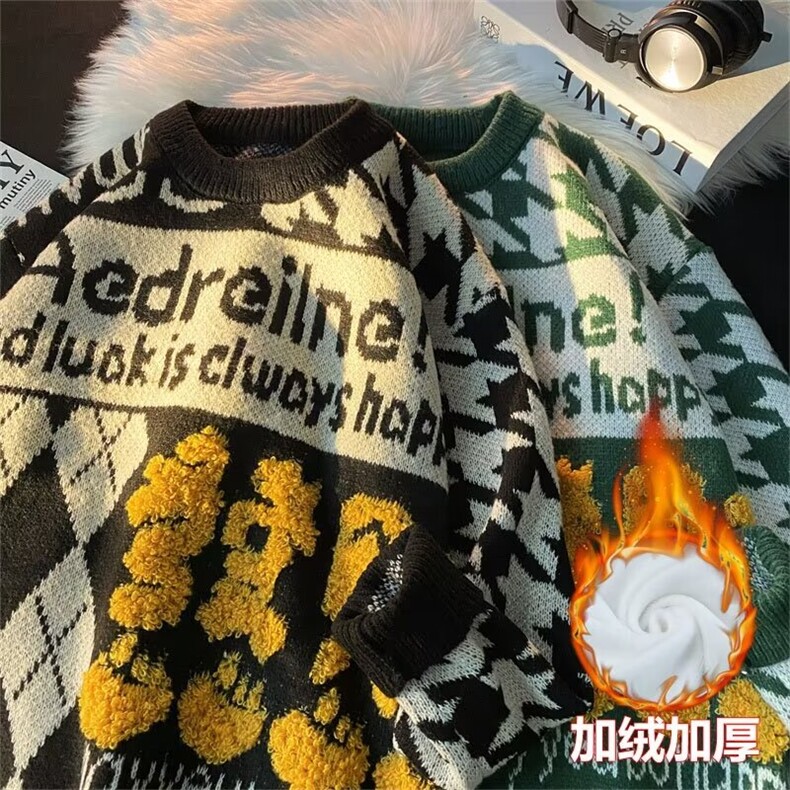 鹿毛绒加绒加厚毛衣男慵懒风休闲针织衫YM29P60,男装针织衫/毛衣,星座1116-2