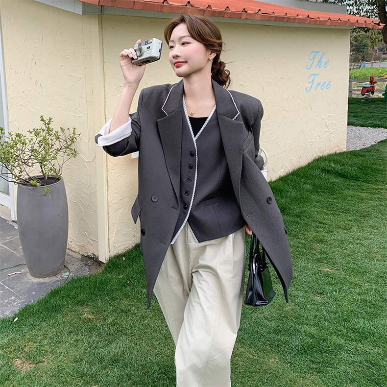 欧货时尚百搭西装外套女春秋新款高级感气质减龄韩版休闲西服,女装西装,2C166