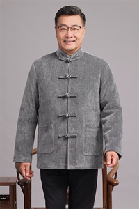 冬款风唐装中老年90绒羽绒服复古盘扣羽绒服套装中式爸爸男装图片