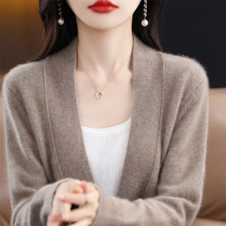 优雅气质女开衫简约百搭显瘦保暖外套品质纯材质柔软舒适,女装羊毛衫,琳华羊绒