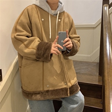 港风皮毛一体棉衣男高级感轻奢机车棉服男外套男8708P158控228，男装棉衣，星座226-1