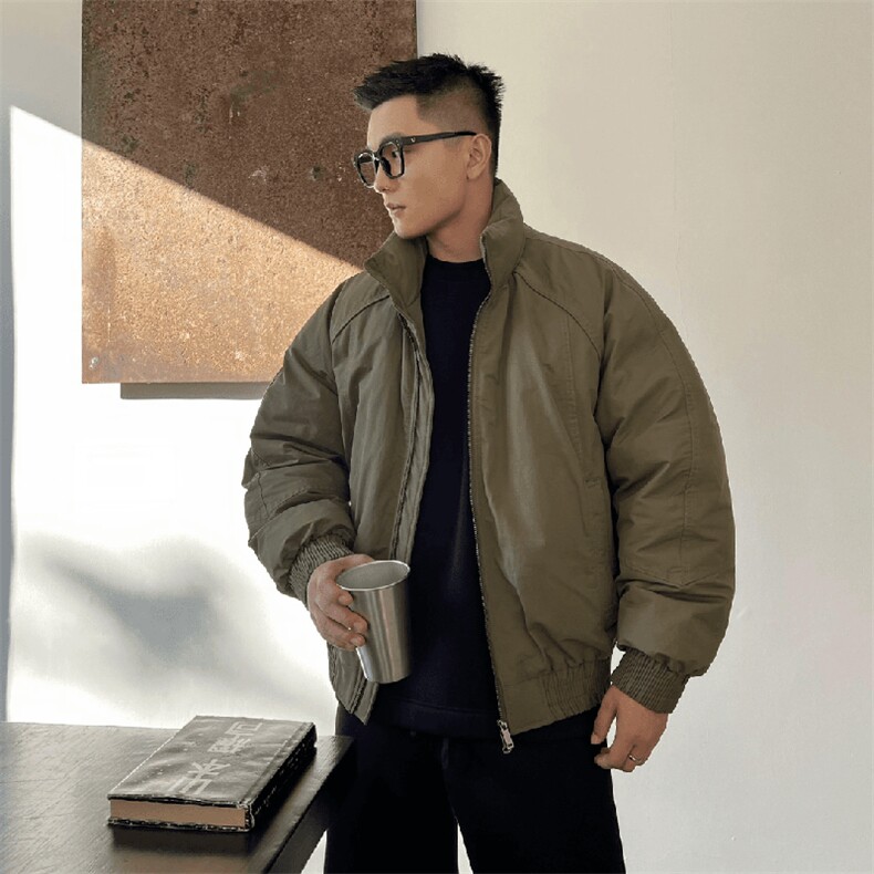 现货美式高街休闲棉衣夹克三防立领纯色户外工装加厚棉服外套,男装夹克,电商A486