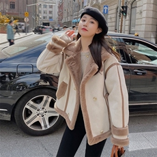 高转化现货25年火焰复合新款皮毛一体外套女182A-8327P190K268，女装皮草，浙宝182A