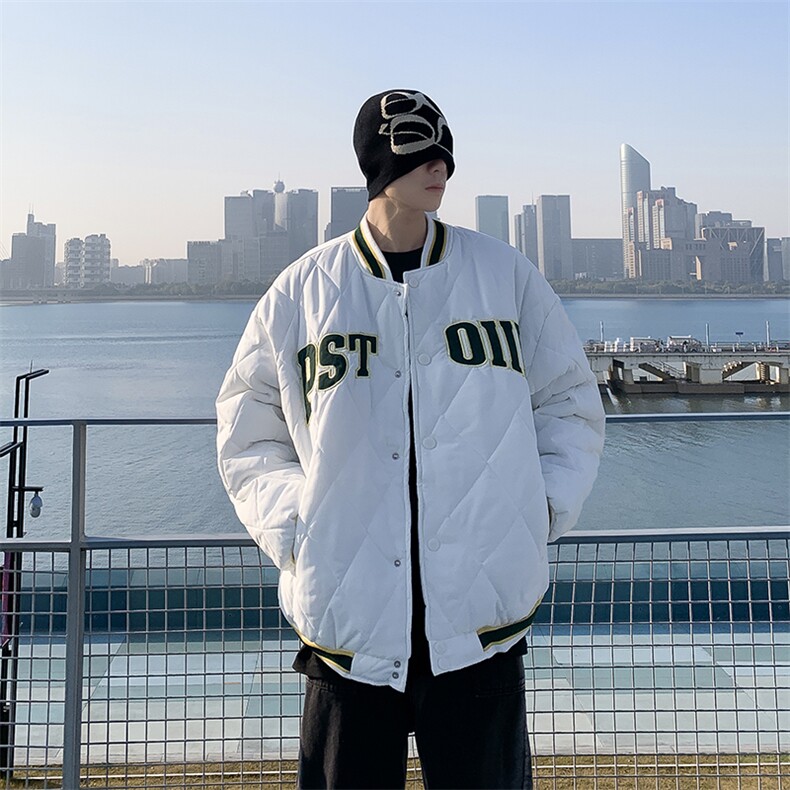 F38-P70 冬季新款潮牌加厚运动棉衣菱形格棒球服棉服男士外套图片