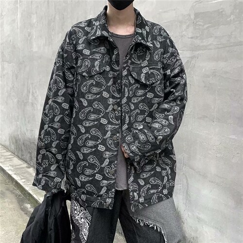 ins超火腰果花牛仔夹克男女外套高街嘻哈潮牌宽松休闲jk765-p75,男装夹克,星座1008-2