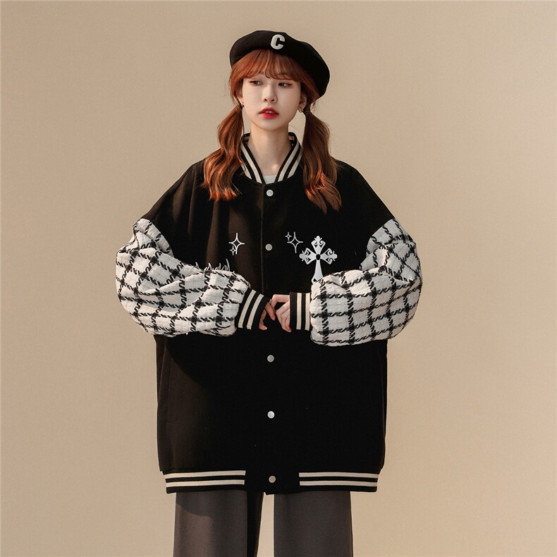 中性风2026新款设计感拼接宽松棒球服情侣夹克外套G705P85控98--,男装夹克,A247A