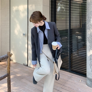 档口现货2025冬装新款韩版休闲西装假两件羽绒服p265-k388图片