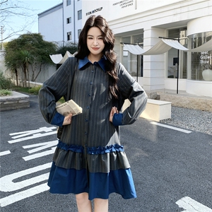 【新款】学院风荷味边宽松撞色连衣裙 2C327-6602-P150控228图片