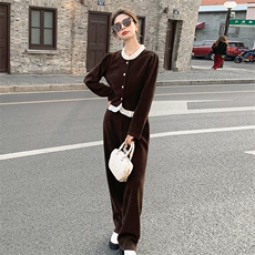 《现货新品》拼接花边宽松显瘦舒适两件套运动休闲套装，女装套装/套裙，曼琳思菲
