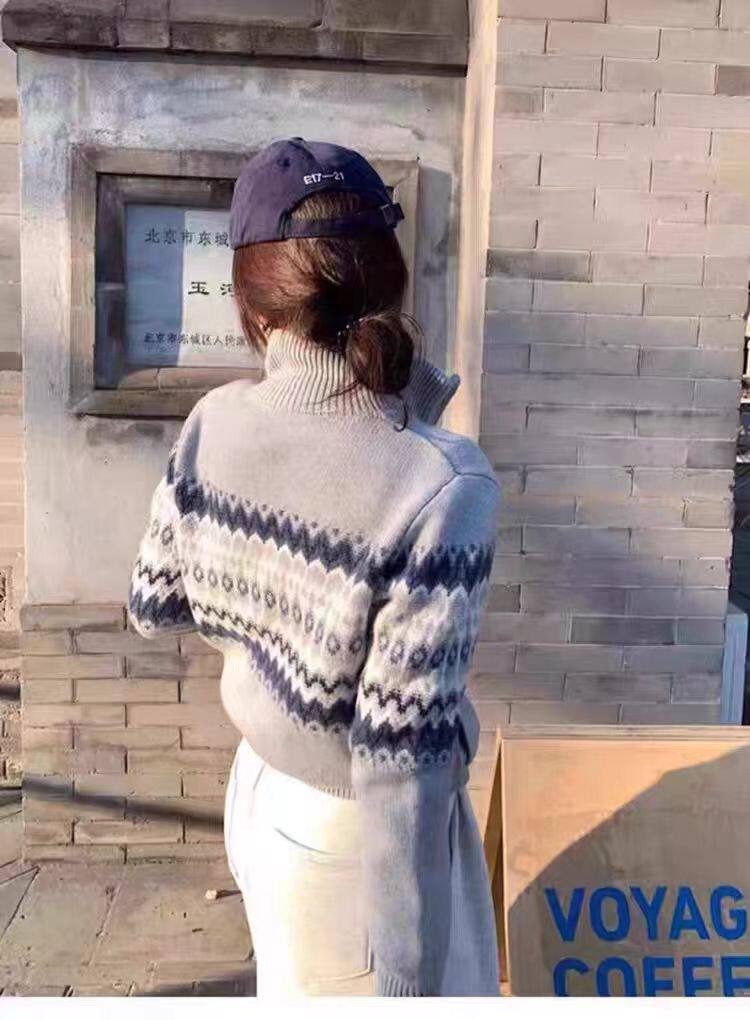 2025年秋季新款百搭7针费尔岛开衫毛衣，女装针织衫/毛衣，米咔羊绒