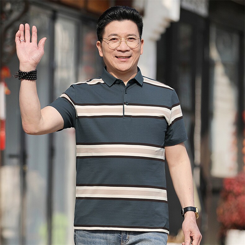 2023新款男士短袖t恤夏季翻领半袖衫商务休闲带领POLO衫上衣服,男装T恤,电商B212（原钱塘6029）