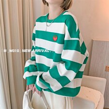 2306W010条纹草莓圆领卫衣，女装卫衣/绒衫，W010