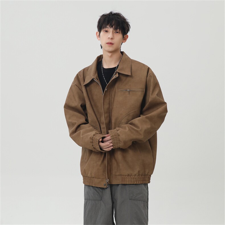 PU皮工装翻领夹克2025秋季痞帅潮流外套XZ301b-2-JK2590P85,男装夹克,星座301B-2（原A443-1）