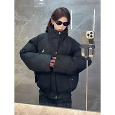 纯色立领短款棉服外套男女同款2025冬季加厚面包服保暖黑色棉衣，男装棉衣，星座506A