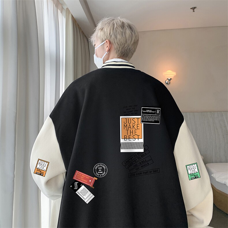 摇粒绒棒球服男大码开衫卫衣男夹克BF86121-P65,男装夹克,电商A040