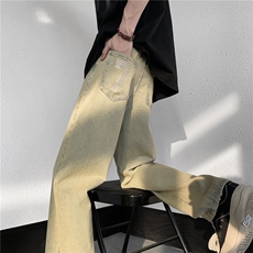 美式ins高街暗黑牛仔裤刺绣直筒裤子A061-1-JM1724-P65控88，男装牛仔裤，电商A061-1