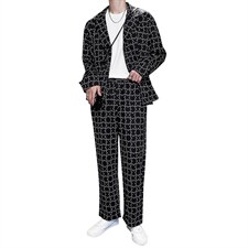 阔版宽松休闲西装套装个性花西服两件套TZ04/P100特，男装西服套装，电商A243