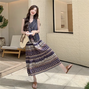 高级感牛仔马甲套装女夏新款洋气显瘦减龄超好看吊带连衣裙两件套图片