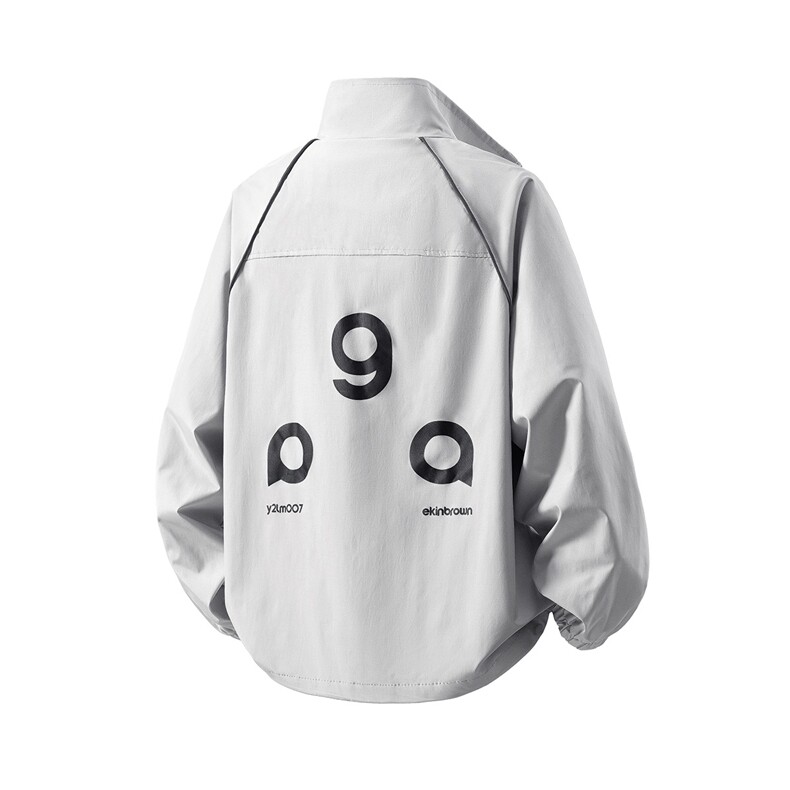 立体白底反光条镶边字母印花设计大码M-5XL夹克男JK78057P75控108，男装夹克，星座227-7