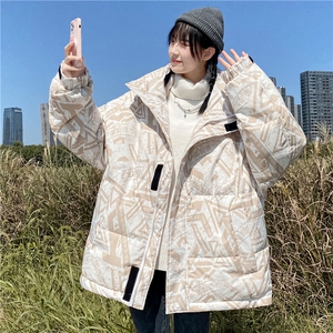 现货立领潮牌制造韩版宽松情侣学生白鸭绒羽绒服男图片