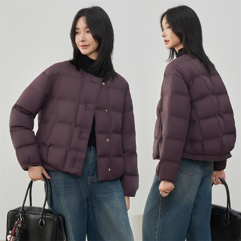 现货2025年新款90白鸭绒休闲圆领时尚羽绒服女,女装羽绒服,阳光伊恋