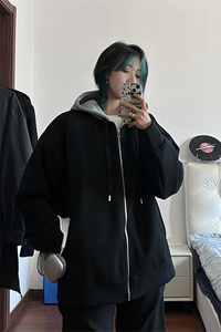 港风大码日系假两件男女情侣连帽开衫卫衣 XZ213-W2208-P88控108图片