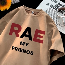 可设48小时发货支持抖音得物来样二开240克重磅美式麂皮绒短袖t恤，男装T恤，电商A486-1