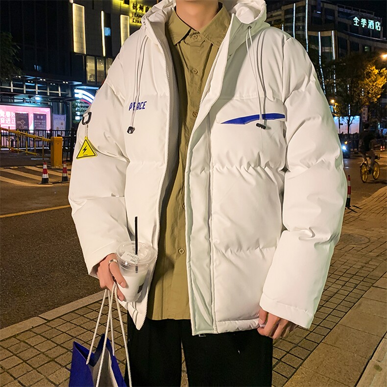 冬季新款潮保暖加厚假两件连帽男休闲宽松棉衣WT07-P80,男装棉衣,电商A128