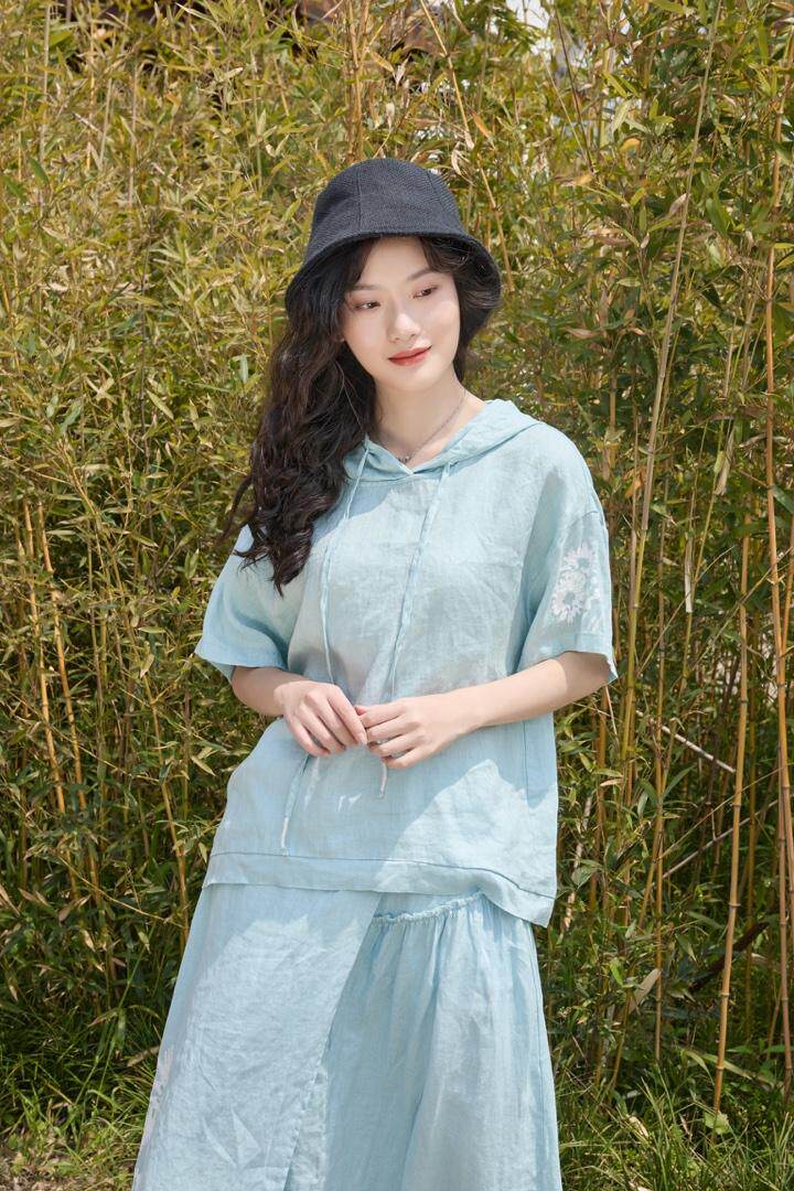 苎麻套装系列。，女装职业装，线象